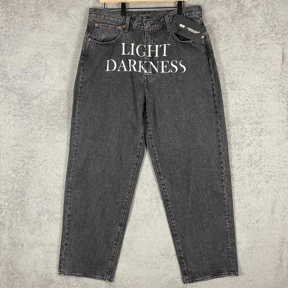 Levis Undercover Jeans Mens 34x32 Black Light Darkness Graphic Eyes Patch Denim - Picture 1 of 16